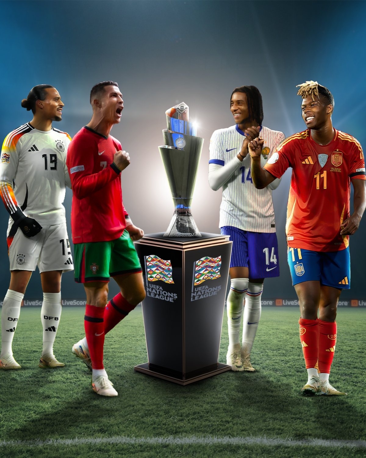 欧国联擂台赛中，球员拼尽全力争胜